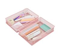Annova Mesh Drawer Cabinet and Shelf Organizer Bins Storage Basket School Office Supply Holder Tray- Set of 2 (Light Pink, 23x15x5 cm)