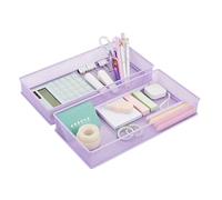 Annova Mesh Drawer Cabinet and Shelf Organizer Bins Storage Basket School Office Supply Holder Tray- Set of 2 (Light Purple, 30.5x15x5 cm)