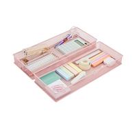 Annova Mesh Drawer Cabinet and Shelf Organizer Bins Storage Basket School Office Supply Holder Tray- Set of 2 (Light Pink, 38x15x5 cm)