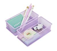 Annova Mesh Drawer Cabinet and Shelf Organizer Bins Storage Basket School Office Supply Holder Tray- Set of 2 (Light Purple, 15x7.5x5 cm)