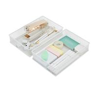 Annova Mesh Drawer Cabinet and Shelf Organizer Bins Storage Basket School Office Supply Holder Tray- Set of 2 (White, 23x15x5 cm)