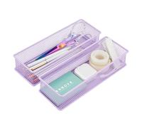 Annova Mesh Drawer Cabinet and Shelf Organizer Bins Storage Basket School Office Supply Holder Tray- Set of 2 (Light Purple, 22.5x7.5x5 cm)