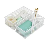 Annova Mesh Drawer Cabinet and Shelf Organizer Bins Storage Basket School Office Supply Holder Tray- Set of 2 (White, 15x7.5x5 cm)