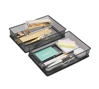 Annova Mesh Drawer Cabinet and Shelf Organizer Bins Storage Basket School Office Supply Holder Tray- Set of 2 (Black, 23x15x5 cm)