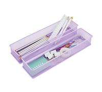 Annova Mesh Drawer Cabinet and Shelf Organizer Bins Storage Basket School Office Supply Holder Tray- Set of 2 (Light Purple, 30x7.5x5 cm)