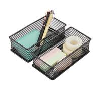 Annova Mesh Drawer Cabinet and Shelf Organizer Bins Storage Basket School Office Supply Holder Tray- Set of 2 (Black, 15x7.5x5 cm)