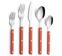 ANNOVA Silverware Set, Retro/Rivet Colorful Stainless Steel Tableware Kitchen Flatware Set Utensils, Includes Dinner Knives, Forks, Spoons, Salad Forks & Dessert Spoons (Orange, 10 Pieces)