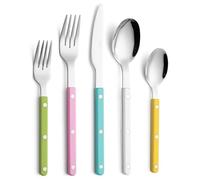 ANNOVA Silverware Set, Retro/Rivet Colorful Stainless Steel Tableware Kitchen Flatware Set Utensils, Includes Dinner Knives, Forks, Spoons, Salad Forks & Dessert Spoons (Pastel Mix, 10 Pieces)