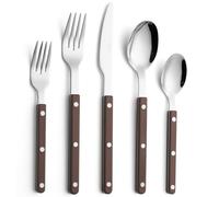 ANNOVA Silverware Set, Retro/Rivet Colorful Stainless Steel Tableware Kitchen Flatware Set Utensils, Includes Dinner Knives, Forks, Spoons, Salad Forks & Dessert Spoons (Brown, 10 Pieces)