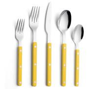 ANNOVA Silverware Set, Retro/Rivet Colorful Stainless Steel Tableware Kitchen Flatware Set Utensils, Includes Dinner Knives, Forks, Spoons, Salad Forks & Dessert Spoons (Yellow, 10 Pieces)