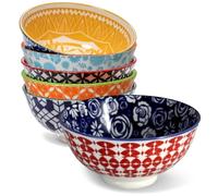 Annovero 10 Oz Ice Cream Bowls - Small Bowl for Serving Dips, Snack, Dessert, Side Dish - Colorful Decorative Porcelain for Kitchen - Microwave, Dishwasher, Oven Safe - Zero Lead & Cadmium, Set of 6