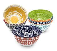 Annovero Cereal Bowls Large Porcelain Bowls Perfect for Cereal, Soup or Pasta, Microwave and Dishwasher Safe 6" Set of 6 Colourful Patterns | Handheld Sewing Machine