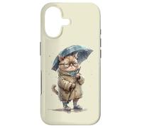 Annoyed cat, sad cat with umbrella in the rain graphic Case for iPhone 17