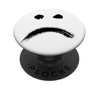 Annoyed Sad Face - Minimal Black Drawing PopSockets Adhesive PopGrip