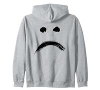 Annoyed Sad Face - Minimal Black Drawing Zip Hoodie