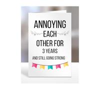 Annoying Each Other for 3 YEARS, Funny 3rd Wedding Anniversary Card, Anniversary, Present for Christmas, Gifts for Couple, Friends, Husband or Wife, Work, Grandparents, A5-78_4