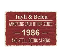 Annoying Each Other For Years & Still Going Strong Gifts For Him, Her - Personalized Metal Sign, Custom Metal Name Signs, Personalized Old Couple Anniversary Plaque, Couples Bedroom Decor