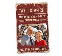 Annoying Each Other Since & Still Going Strong Custom Photo Sign - Personalized Metal Sign, Personalised Couple Photo Garden Signs and Plaques, Custom Names & Year Metal Signs, Home Decor