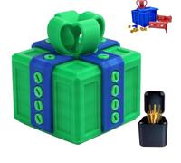 Annoying Present Box W Middle Finger,3D Printed Annoying Gift Box Ornaments with Screw,Prank Screw Boxs for Halloween and Christmas,3D Printed Gift Boxs Ideal for Pranks and Mischief(Green+Blue)