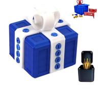 Annoying Present Box W Middle Finger,3D Printed Annoying Gift Box Ornaments with Screw,Prank Screw Boxs for Halloween and Christmas,3D Printed Gift Boxs Ideal for Pranks and Mischief(Blue+White)