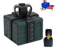 Annoying Present Box W Middle Finger,3D Printed Annoying Gift Box Ornaments with Screw,Prank Screw Boxs for Halloween and Christmas,3D Printed Gift Boxs Ideal for Pranks and Mischief(Dark Green+Black)