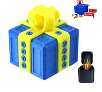 Annoying Present Box W Middle Finger,3D Printed Annoying Gift Box Ornaments with Screw,Prank Screw Boxs for Halloween and Christmas,3D Printed Gift Boxs Ideal for Pranks and Mischief(Blue+Yellow)