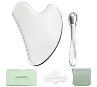 annrose Stainless Steel GuaSha & Eye Cream Applicator Facial Tools, Metal Guasha for Face Neck, Eye Massager Tool, Lymphatic Drainage Face Massage Tool, Skin Care Gift