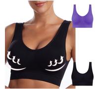 AnnSemo 2pcs Women Breathable Bra No Underwire Padded Sports Bras Liftup Air Full Coverage Bra Comfortable Great Support Everyday for Fitness & Yoga,6XL