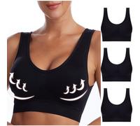 AnnSemo 3pcs Women Breathable Bra No Underwire Padded Sports Bras Liftup Air Full Coverage Bra Comfortable Great Support Everyday for Fitness & Yoga,XXL