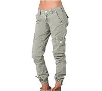 AnnSemo Cargo Trousers Women Italian Stretch Magic Pants Casual High Waisted Trousers Classic Multiple Pockets Joggers Gym Hiking Work Combat Bottoms Christmas