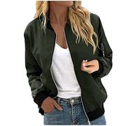 AnnSemo Jackets for Women UK Open Front Bomber Jackets Ladies Casual Long Sleeve Coats Chic Round Neck Tops Cropped Zip up Coats Trendy Quilted Christmas