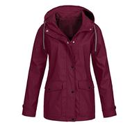 AnnSemo Jackets for Women UK Waterproof Long Sleeve Coat Lightweight Winter Outdoor Jacket Casual Zip Up Hooded Coats Plus Size Loose Gym Sport Windbreaker Sale Cealrance Christmas