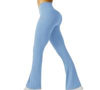 AnnSemo Leggings for Women Flare Yoga Leggings High Waisted Opaque Tummy Control Soft Stretchy Solid Color Pants Trousers Workout Gym Sports Casual Wear Regular&Plus Size Wide Leg
