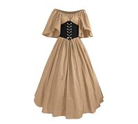 AnnSemo Medieval Costume for Women Plus Size Ladies Victorian Dress Renaissance Vintage Dress with Corset Fairy Gothic Gown Irish Retro Style Party Ball Gown Halloween