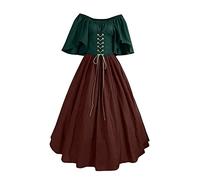 AnnSemo Medieval Costume for Women Plus Size Ladies Victorian Dress Renaissance Vintage Dress with Corset Fairy Gothic Gown Irish Retro Style Party Ball Gown Halloween