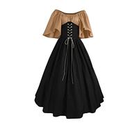 AnnSemo Medieval Costume for Women Plus Size Ladies Victorian Dress Renaissance Vintage Dress with Corset Fairy Gothic Gown Irish Retro Style Party Ball Gown Halloween