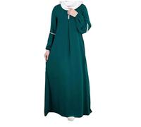 AnnSemo Muslim Dresses for Women Retro Long Sleeve Abaya Dress Plain Loose Prayer Robe Islamic Middle East Dubai Turkey Caftan Longue Ramadan Eid Party Dress Niqab Burka Clothing