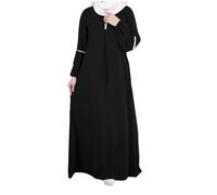 AnnSemo Muslim Dresses for Women Retro Long Sleeve Abaya Dress Plain Loose Prayer Robe Islamic Middle East Dubai Turkey Caftan Longue Ramadan Eid Party Dress Niqab Burka Clothing
