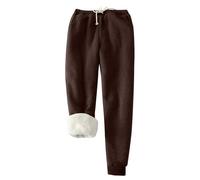 AnnSemo Thermal Joggers Women Fleece Lined Thick Warm Solid Color Lounge Pants Straight Leg Joggers Sweatpants Sport Gym Tracksuit Bottoms Tapered Leg Activewear Trousers
