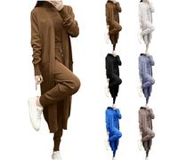 AnnSemo three piece knitted set womens tracksuit set ladies loungewear sets uk gym sets 3 piece co ord for women spring fall lounge wear outfits solid vest long sleeve tops