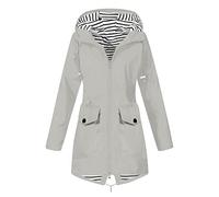 AnnSemo Waterproof Jacket Women Ladies Rain Coats with Hood Causual Lightweight Jacket Plus Size Packable Windbreaker with Pockets Outdoor Zip Up Winter Coats UK Size for Christmas