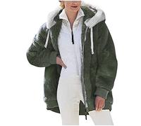 AnnSemo Winter Jackets for Women UK Teddy Fleece Coat Warm Plush Fluffy Hoodies Full Zip Stylish Fuzzy Sweatshirt Ladies Casual Jumper Outwear with Pockets and Drawstring