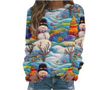 AnnSemo Women Christmas Jumper, Crew Neck Long SleeveXmas Pullover Tops Blouse Christmas Shirt Funny Graphic Reindeer Santa Jumper Sweatshirt XQM 3