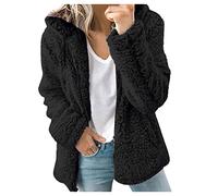 AnnSemo Womens Fleece Hoodie Jacket Sherpa Lined Full Zip Up Trench Coats Winter Warm Soft Teddy Fleece Hooded Sweatshirt Fluffy Cardigans Jumpers Sweater Overcoat Christmas