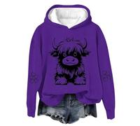 AnnSemo Womens Fleece Lined Hoodies Funny Cartoon Cow Print Hoodies for Women Cute Top Soft Cosy Winter Long Sleeve Hooded Sweatshirts Casual Loose Pullover