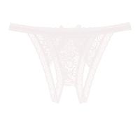 AnnSemo Women's Floral Lace Thongs Sexy Underwear Crotchless Seamless G-String Soft Comfortable See Through Knickers Cheeky Back Hipster Lacy Bikini Sheer Mini Briefs for Valentines Gift