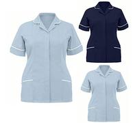 AnnSemo Womens Healthcare Tunic Nursing Tunics with Pockets, Woman Girls Ladies Tops Office Uniform Scrub Tops Woman Spa Salon Beautician Cross Neck Tunic Nail Massage Therapist Shirts Top