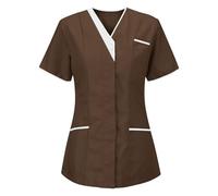 AnnSemo Womens Healthcare Tunic Nursing Tunics with Pockets, Woman Girls Ladies Tops Office Uniform Scrub Tops Woman Spa Salon Beautician Cross Neck Tunic Nail Massage Therapist Shirts Top