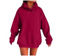 AnnSemo Women's Oversized Hoodies Casual Loose Hoodies for Women UK Long Sleeve Solid Colour Pullover Cute Top Autumn Winter Cosy Warm Sweatshirts with Pockets