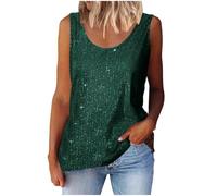 AnnSemo Women's Sequin Tops Elegant Sleeveless Glitter Camisole Vest v Neck Tank Tops with Wide Strap camitops Sexy Sparkly Shimmer top Summer Daily Club Wedding Party for Night Out